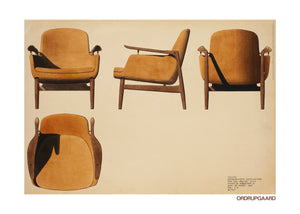 FINN JUHL _ Brown Chair NV53. Watercolors Drawing 1953