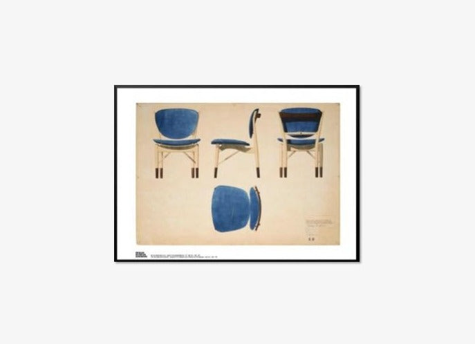 FINN JUHL _ UN, Blue Chair. Watercolors Drawing 1951